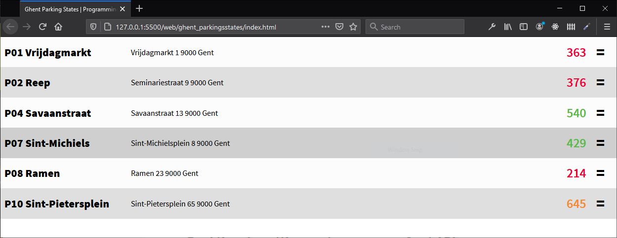Output Real time bezetting parkeergarages