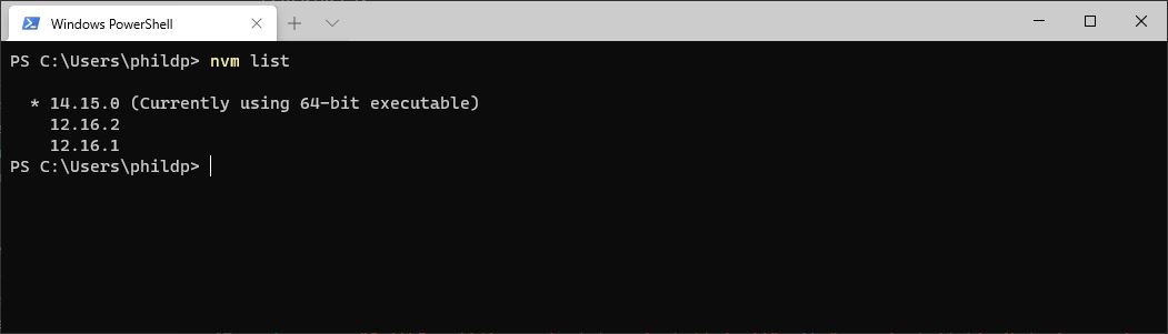 nvm: oplijsten node.js versies