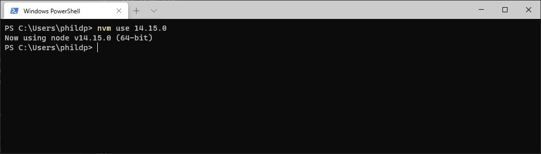 nvm: gebruik maken van versie 14.15.0